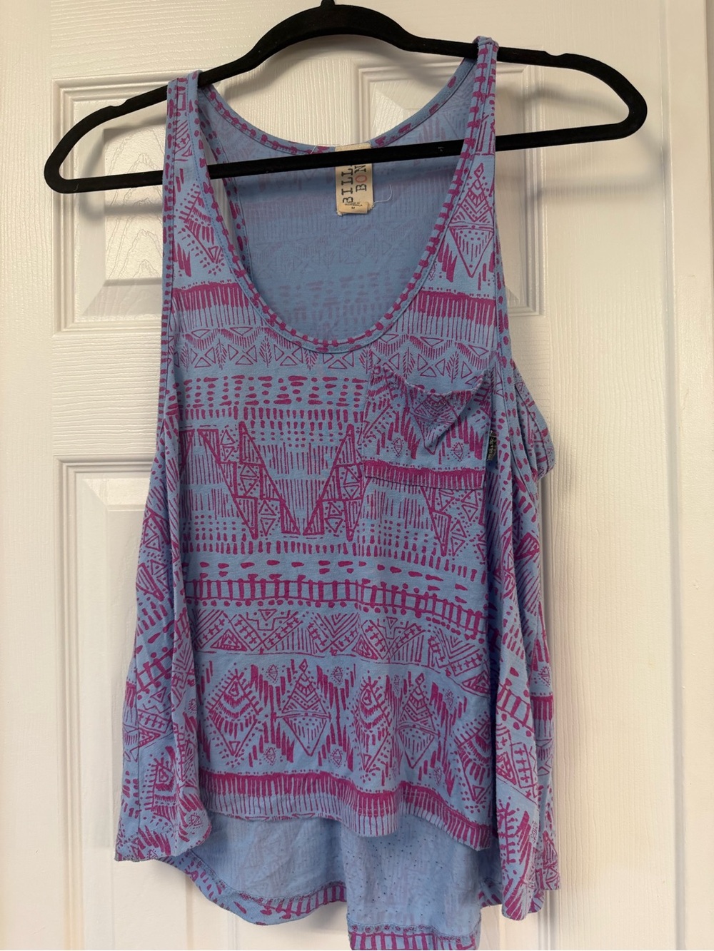 Billabong Blue and Pink Aztec-Print Tank Top